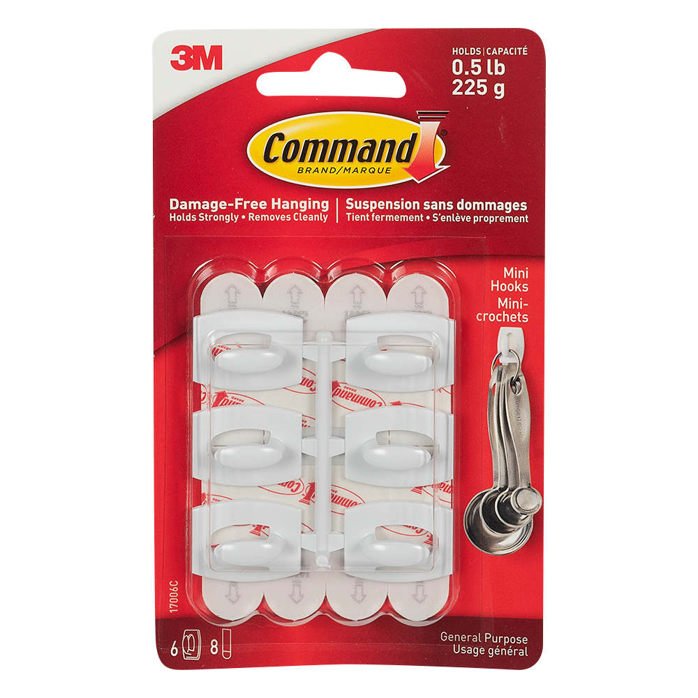 3M Adhesive Mini Hooks Pkg/6