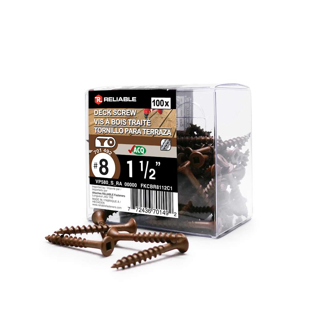 Brown Treated Wood Screws 1&nbsp;1/2&nbsp;in. n° 8 F.H. Pkg/100