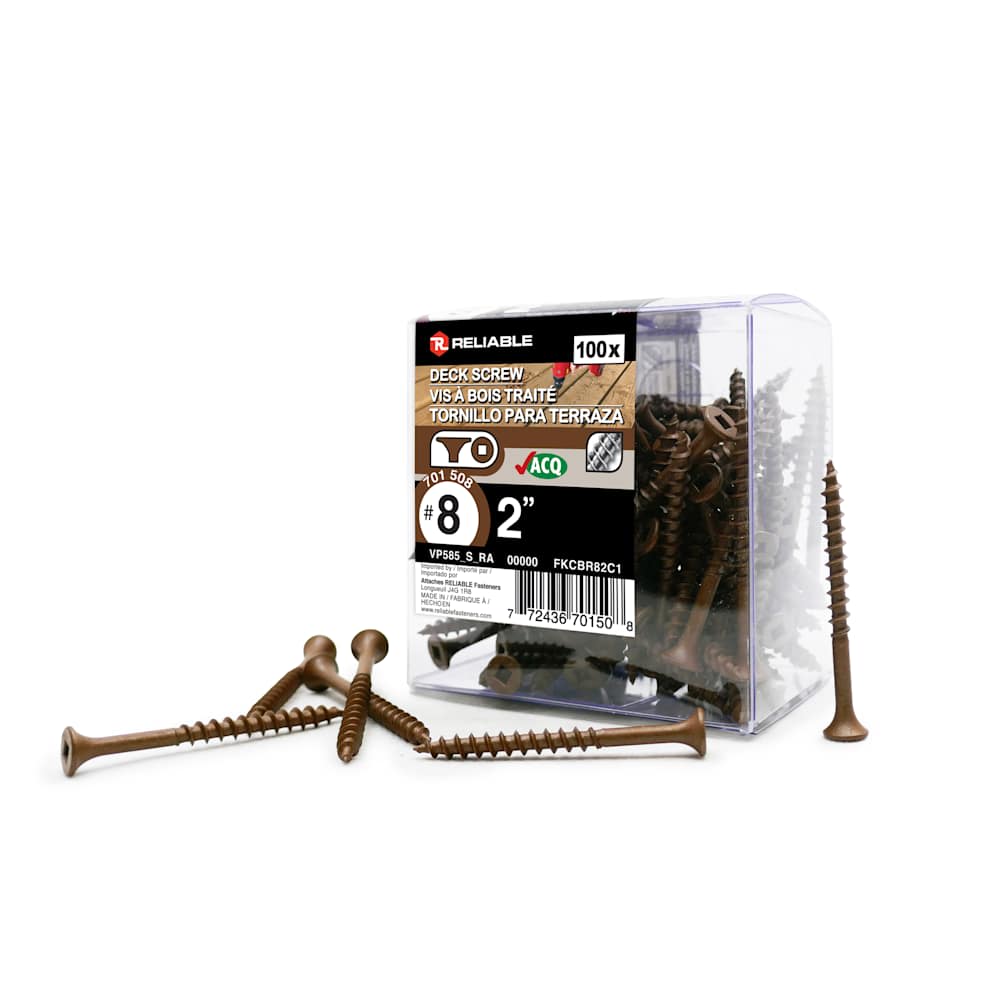 Vis à bois traité brune 2&nbsp;po n° 8 T.P. Pqt/100