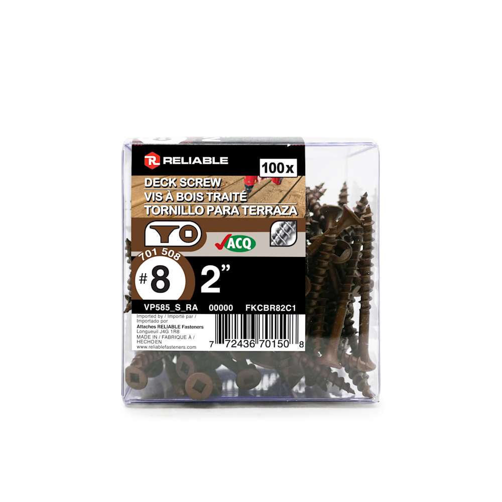 Vis à bois traité brune 2&nbsp;po n° 8 T.P. Pqt/100