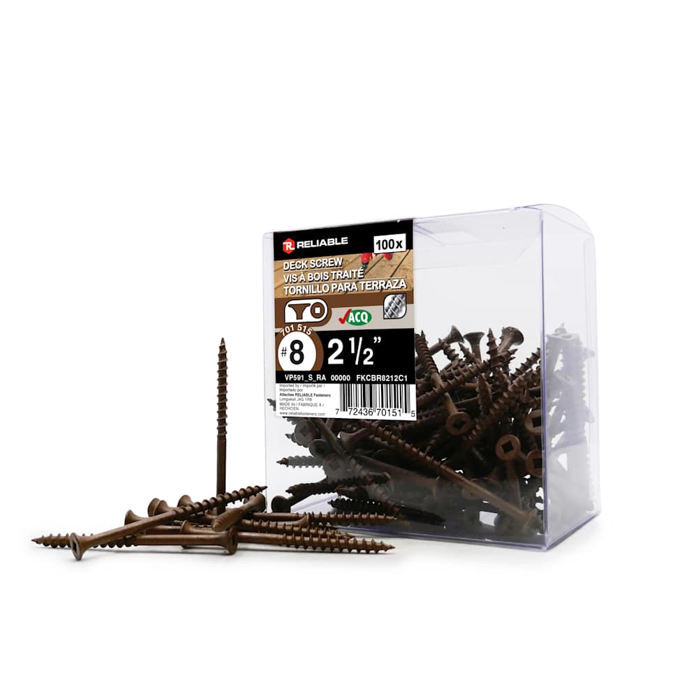 Vis à bois traité brune 2&nbsp;1/2&nbsp;po n° 8 T.P. Pqt/100