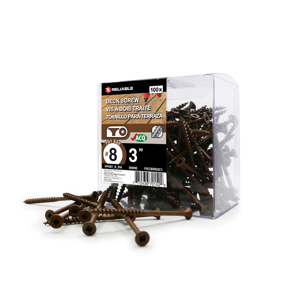Brown Treated Wood Screws 3&nbsp;in. n° 8 F.H. Pkg/100