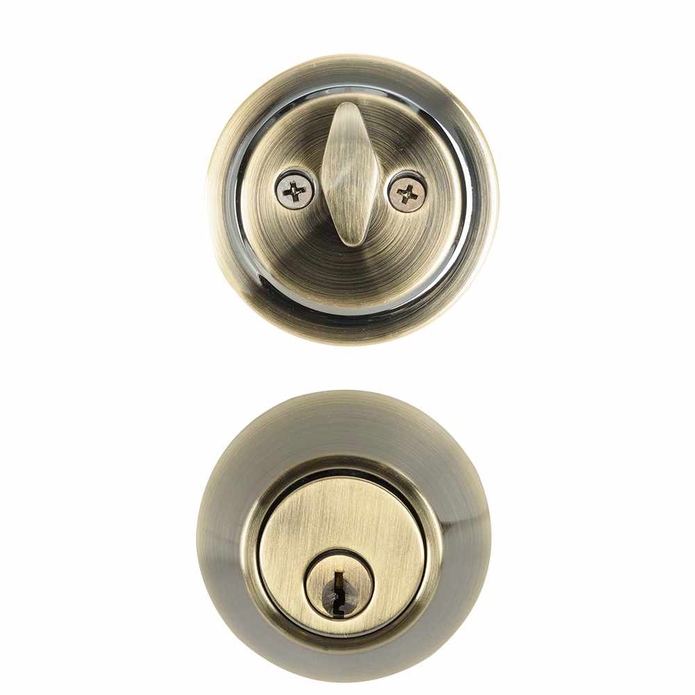 Keyed Deadbolt Lock Antique Brass