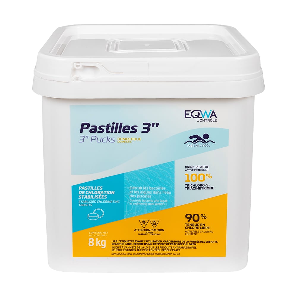 Chlore en pastilles 3 po 8&nbsp;kg