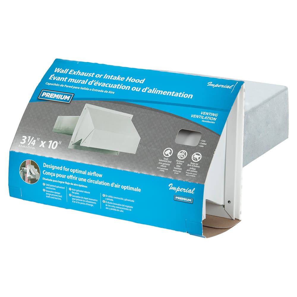 Sortie de hotte silencieuse en acier 3&nbsp;1/4&nbsp;po&nbsp;x&nbsp;10&nbsp;po