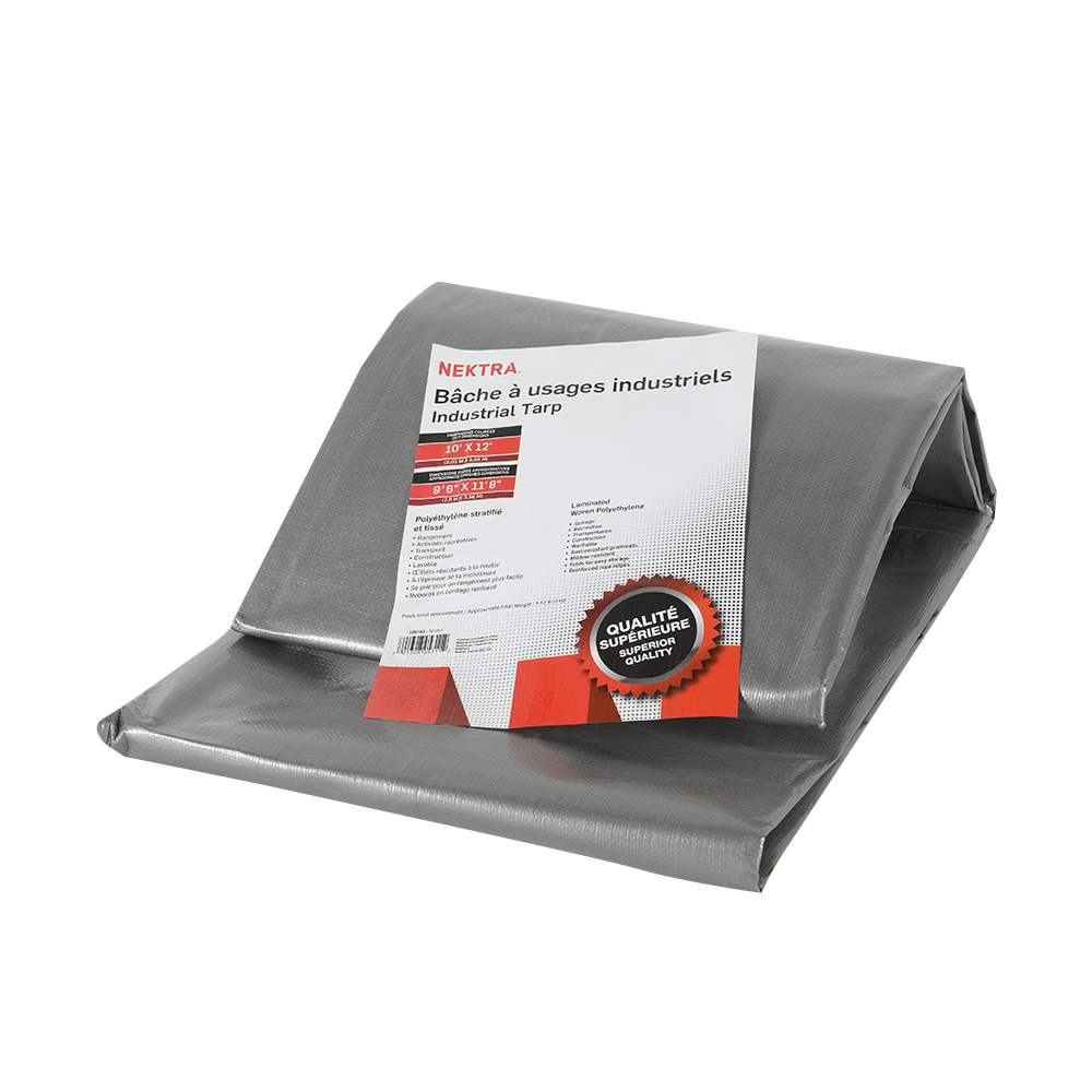 Bâche industrielle grise 10&nbsp;pi&nbsp;x&nbsp;12&nbsp;pi NEKTRA