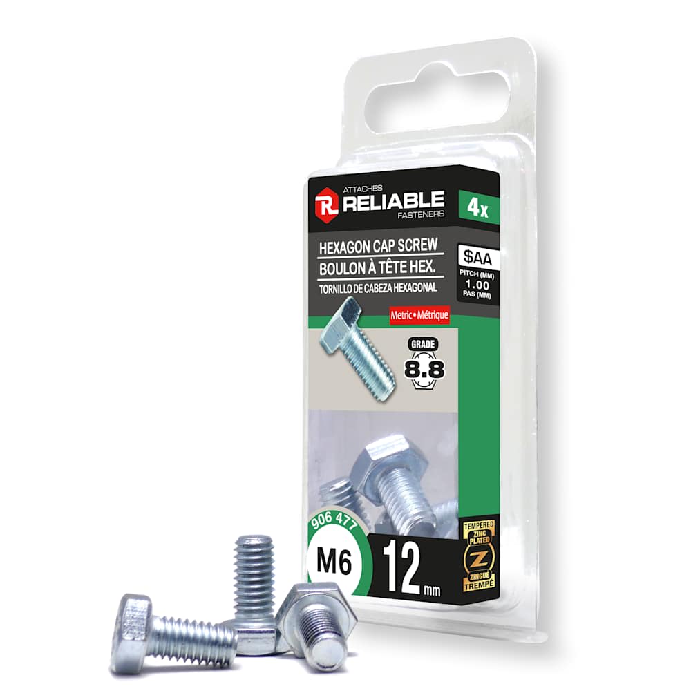 Boulons hexagonaux métriques M6 x 12 mm Pqt/4