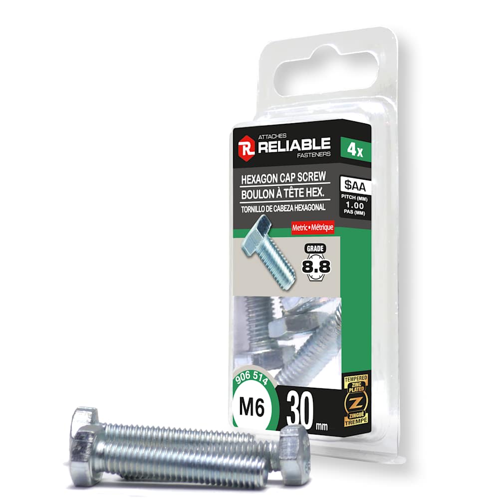 Boulons hexagonaux métriques M6 x 30 mm Pqt/4