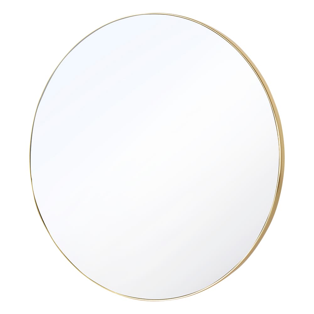 Miroir rond avec cadre en plastique or 20 po