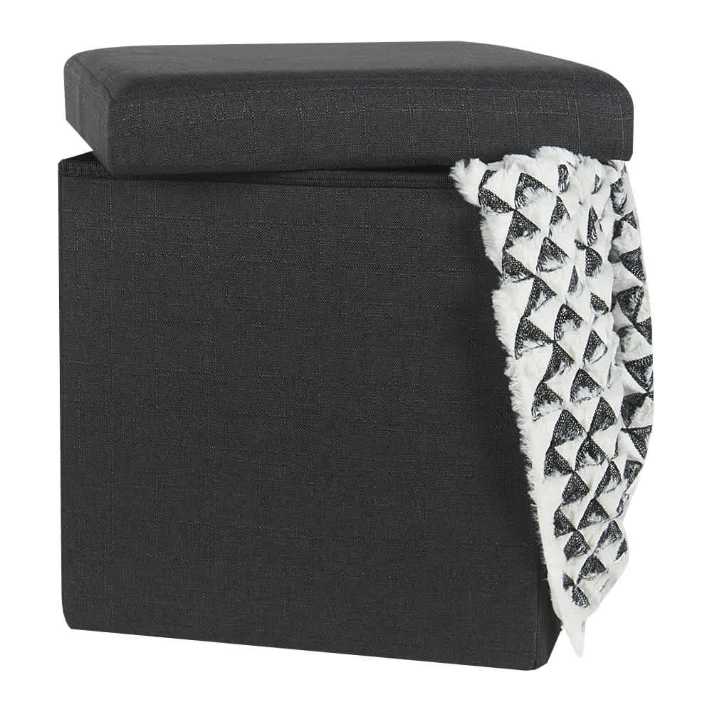 Pouf de rangement pliable noir 15 po ASTELLA