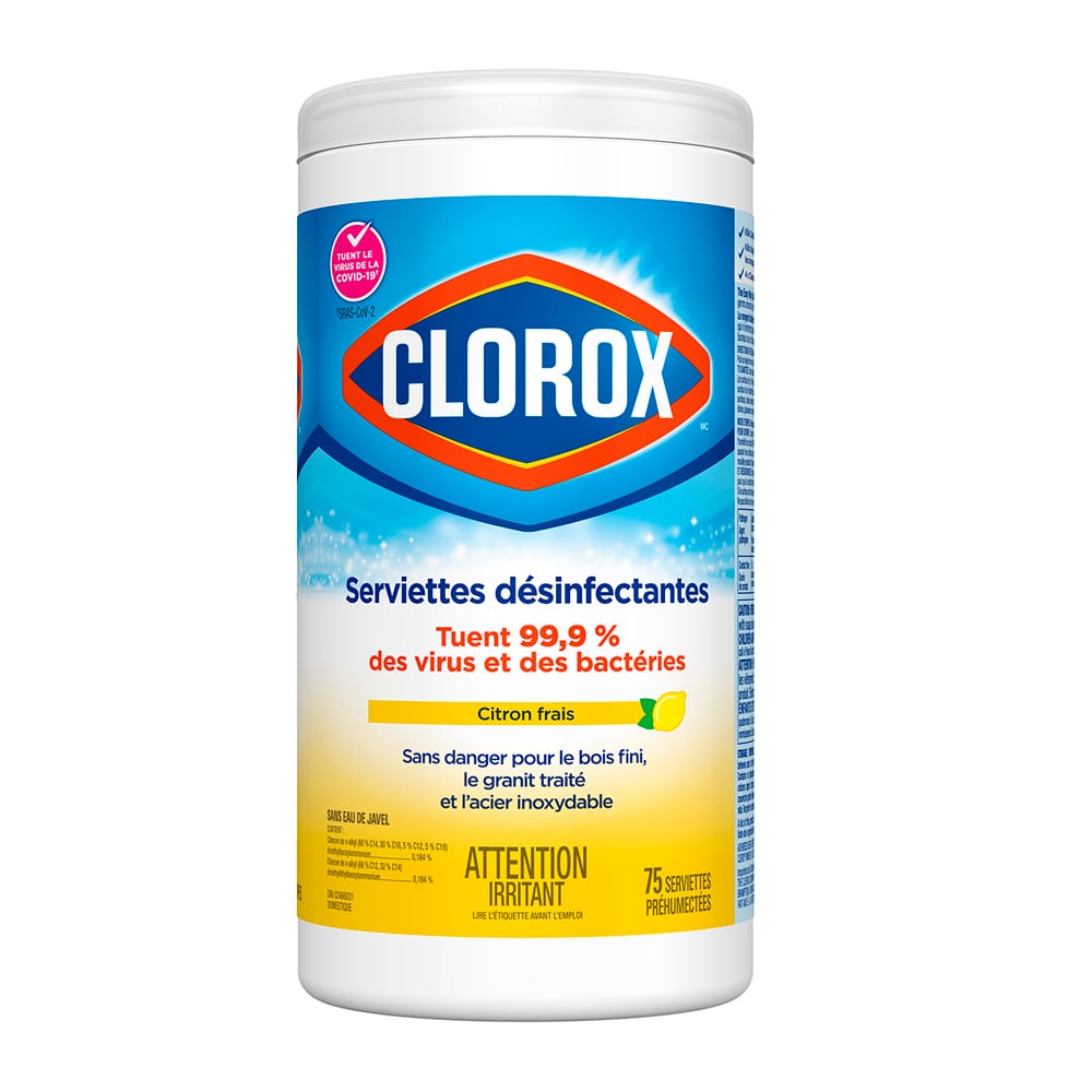 Serviettes désinfectantes Pqt/75 CLOROX