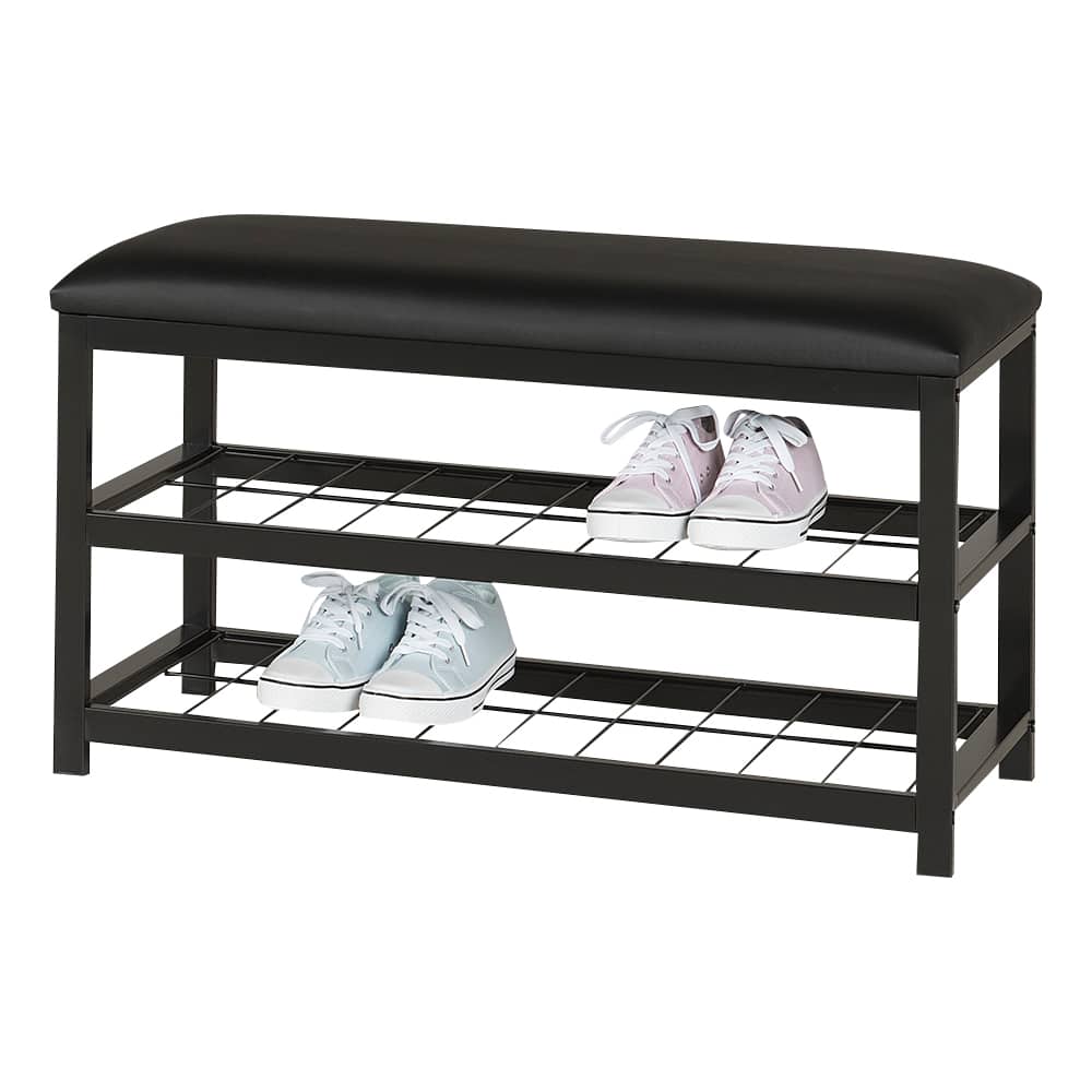 Banc avec rangement pour chaussures noir 31 1/2 po