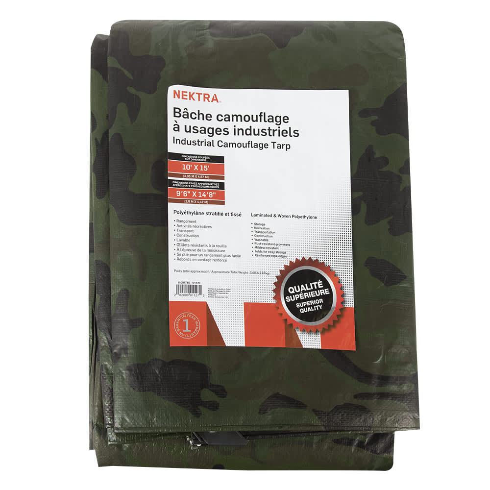 Bâche industrielle Camo 10&nbsp;pi&nbsp;x&nbsp;15&nbsp;pi NEKTRA