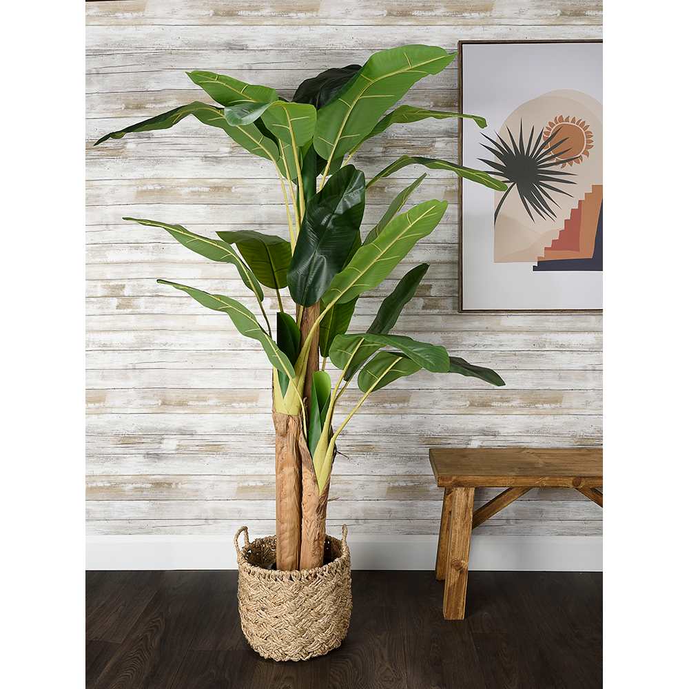 Plante artificielle bananier avec pot en plastique noir 75 po VERTUO