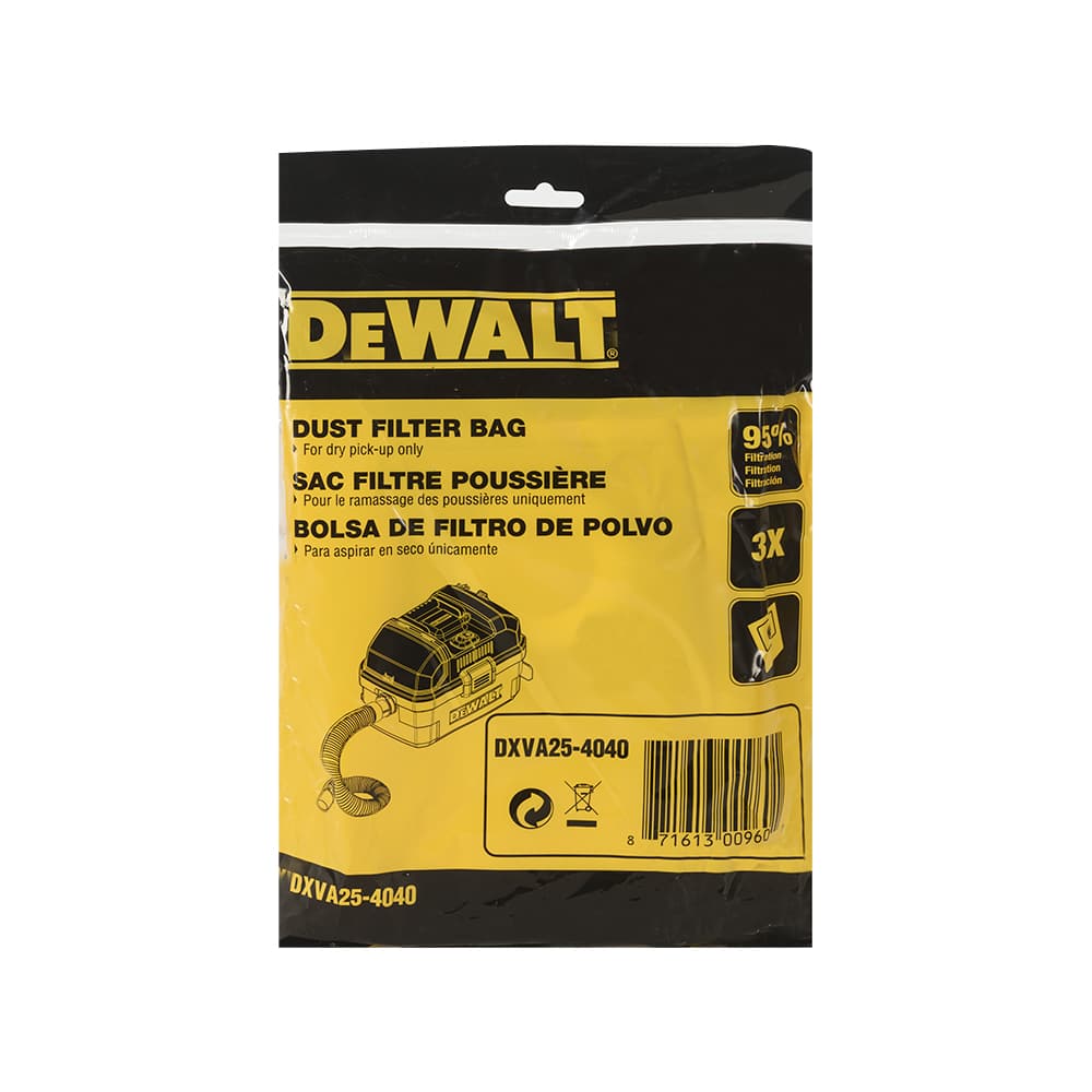DEWALT Vacuum Dust Filter Bags 4 Gallons Pkg/3