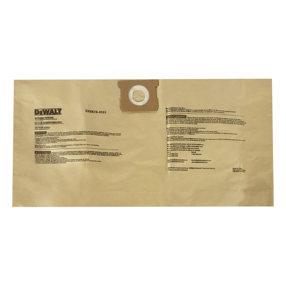 DEWALT Vacuum Dust Filter Bags 6 to 10 Gallons Pkg/3