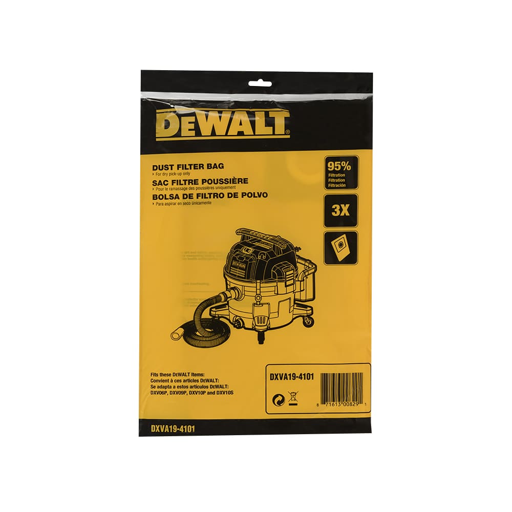 DEWALT Vacuum Dust Filter Bags 6 to 10 Gallons Pkg/3
