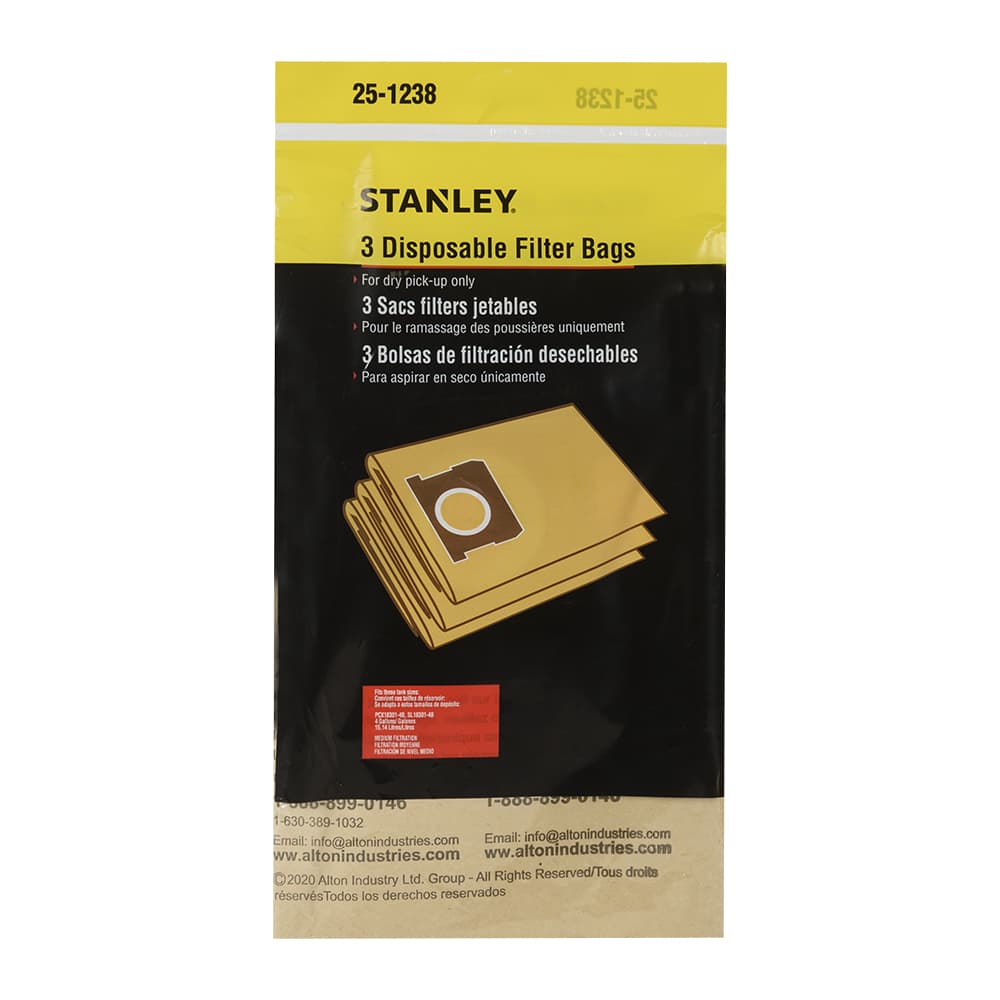 Stanley Vacuum Dust Filter Bags 4 Gallons Pkg/3
