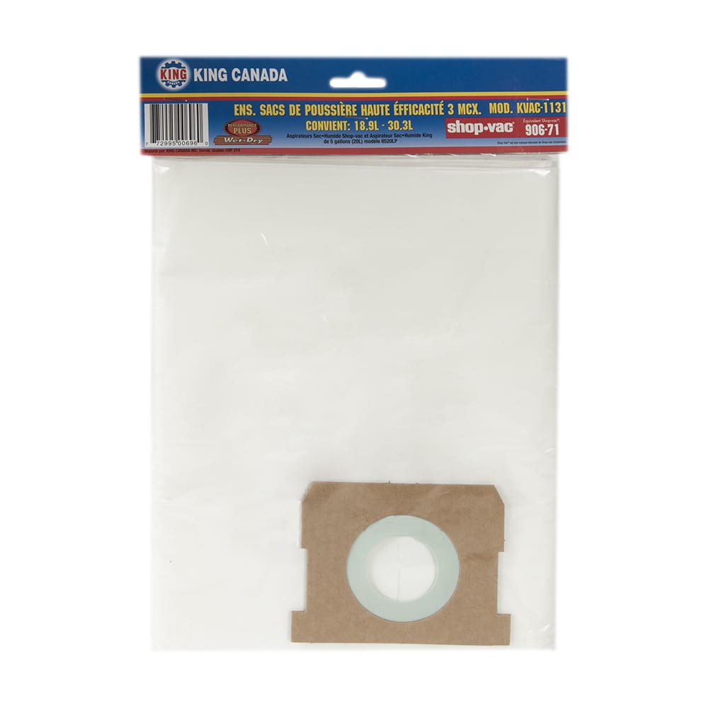 Sacs-filtres pour aspirateur 18,9&nbsp;L&nbsp;à&nbsp;30,3&nbsp;L Pqt/3