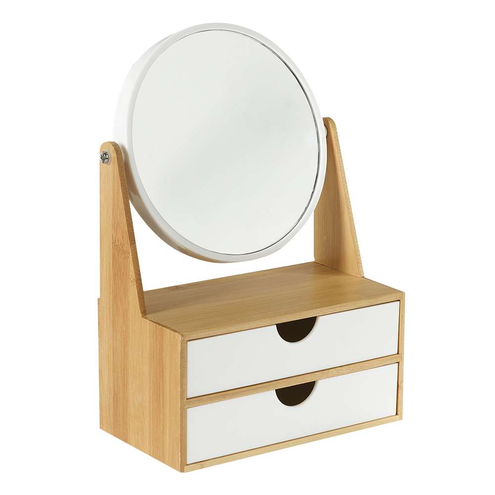 Coffret de rangement à 2 tiroirs avec miroir pivotant