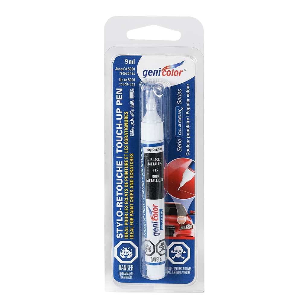 Stylo de retouches pour automobiles Genicolor 9 ml noir métallique n° 15