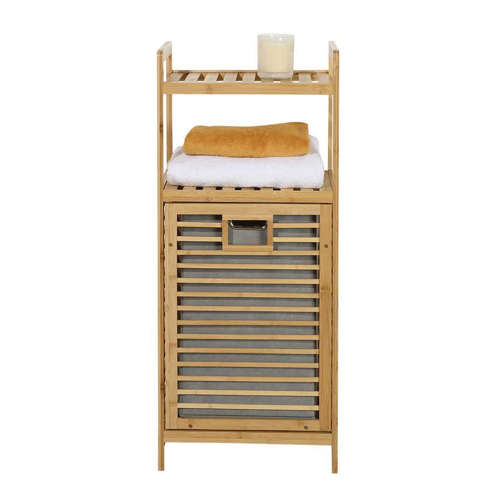 Étagère et panier à linge en bambou naturel PRATICO