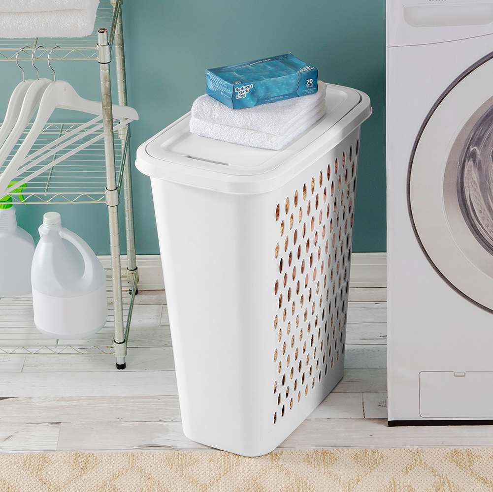 Panier à linge en plastique blanc 62 L