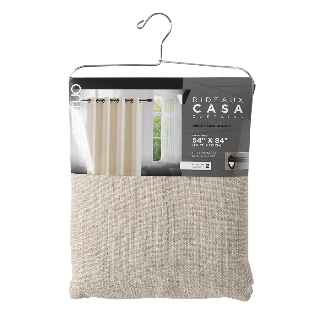 Rideaux semi-opaques à œillets Casa 54&nbsp;po&nbsp;x&nbsp;84&nbsp;po Pqt/2 VERTUO