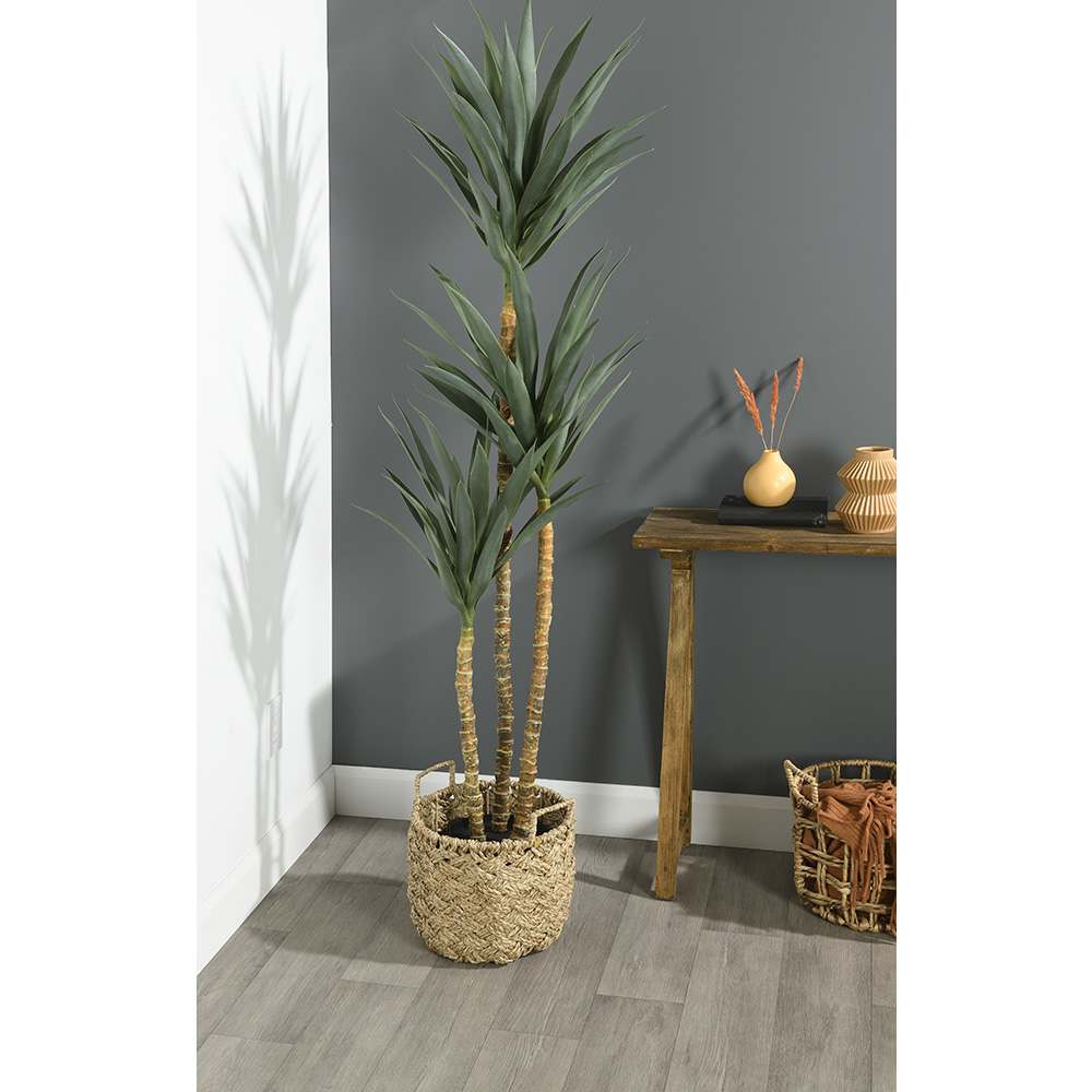 Plante artificielle Yucca avec pot en plastique noir 70 7/8 po VERTUO