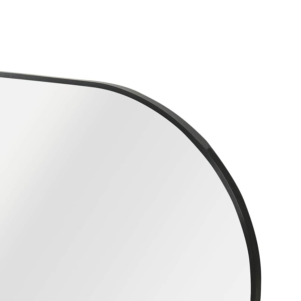 Miroir Retro Pill ovale avec cadre en aluminium noir 24 po x 36 po