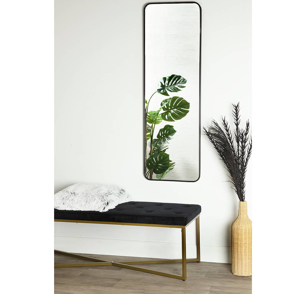 Miroir rectangulaire avec cadre en aluminium noir 17 po x 53 po