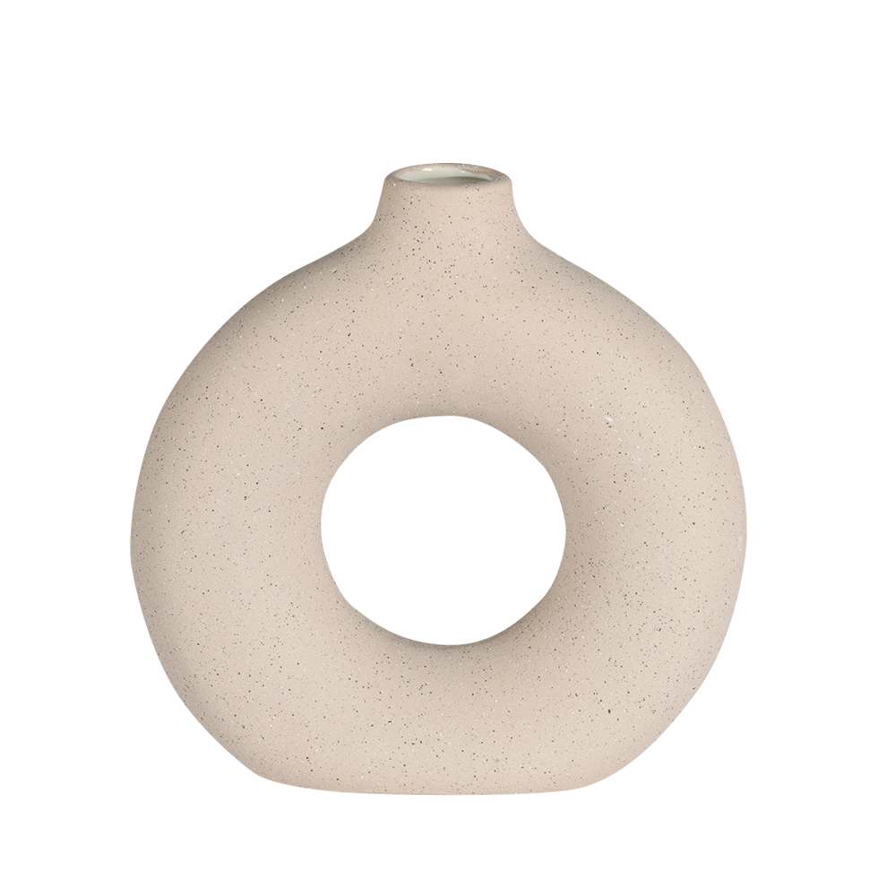Vase décoratif en céramique texturée beige VERTUO