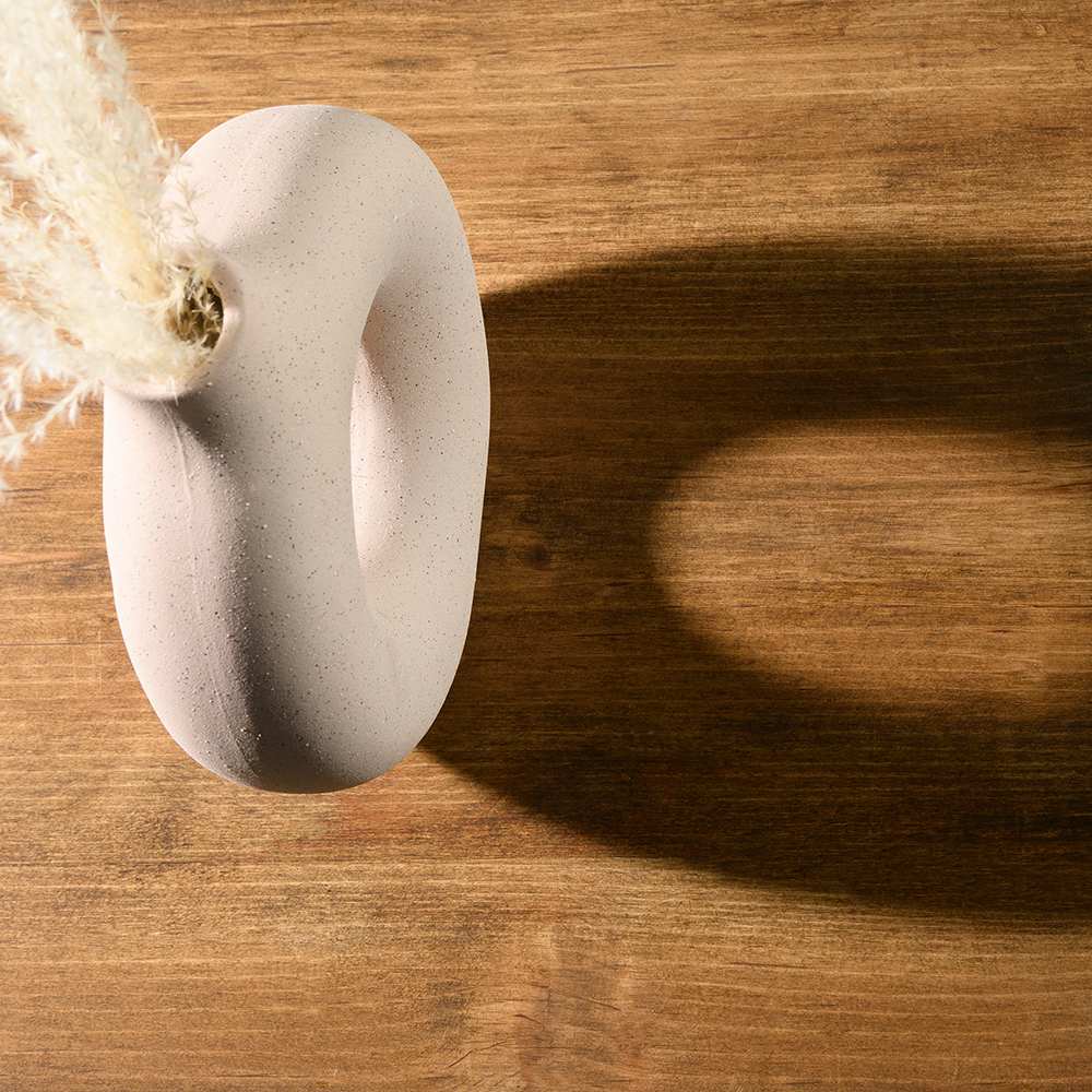 Vase décoratif en céramique texturée beige VERTUO