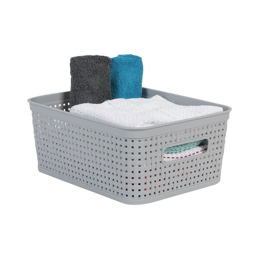Panier de rangement en plastique gris 10 1/8&nbsp;po