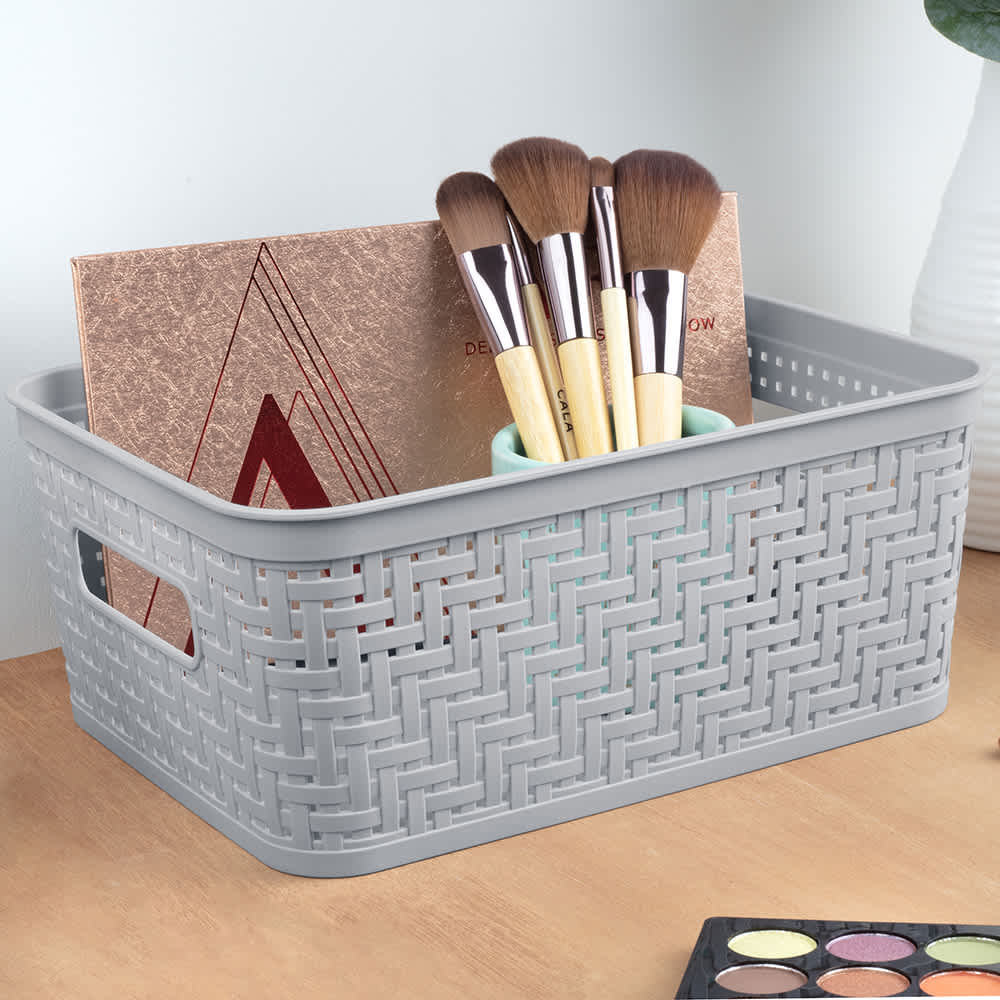 Panier de rangement en plastique gris 10 1/8&nbsp;po