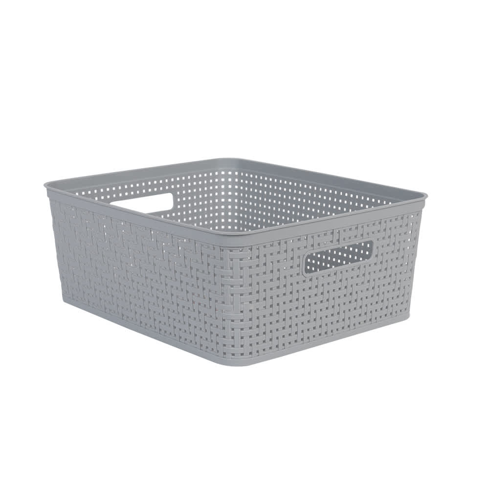 Panier de rangement en plastique gris 14 po