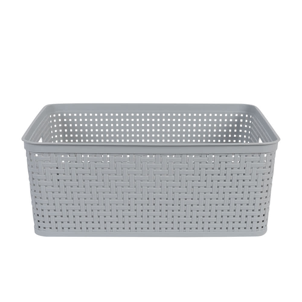 Panier de rangement en plastique gris 14 po