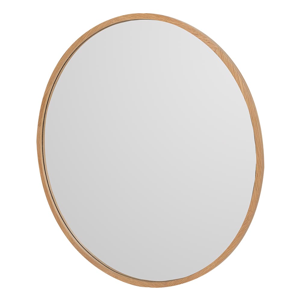 Miroir Vasto rond avec cadre en fibre de bois fini naturel  28 po