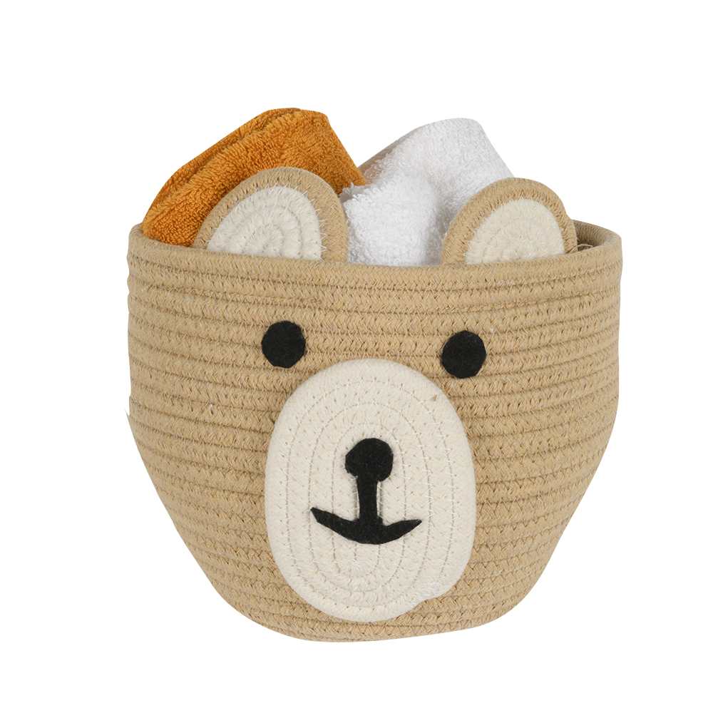 Panier de rangement Ours en polyester et coton brun 7 1/8 po VERTUO
