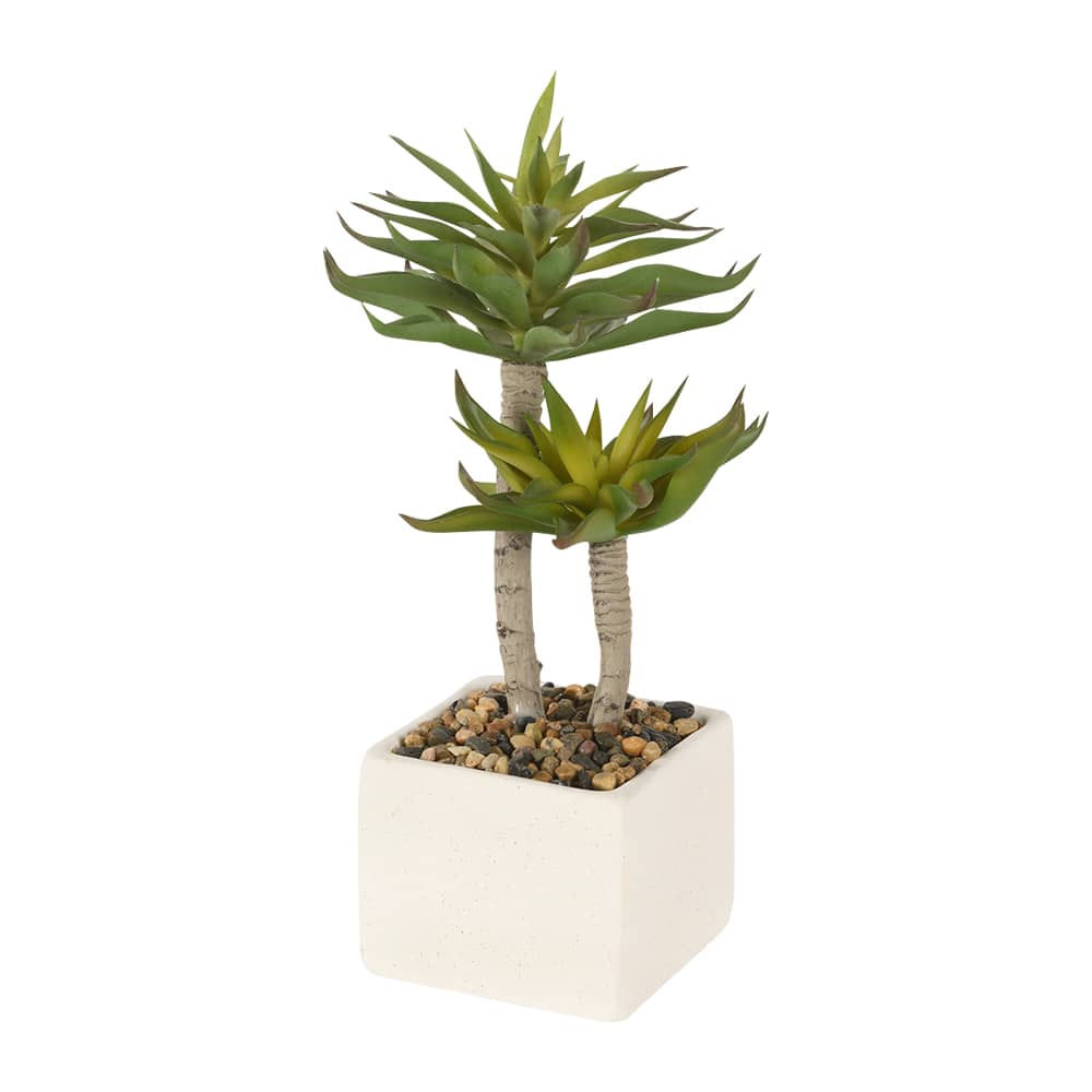 Plante artificielle mini palmier avec pot en céramique blanc VERTUO