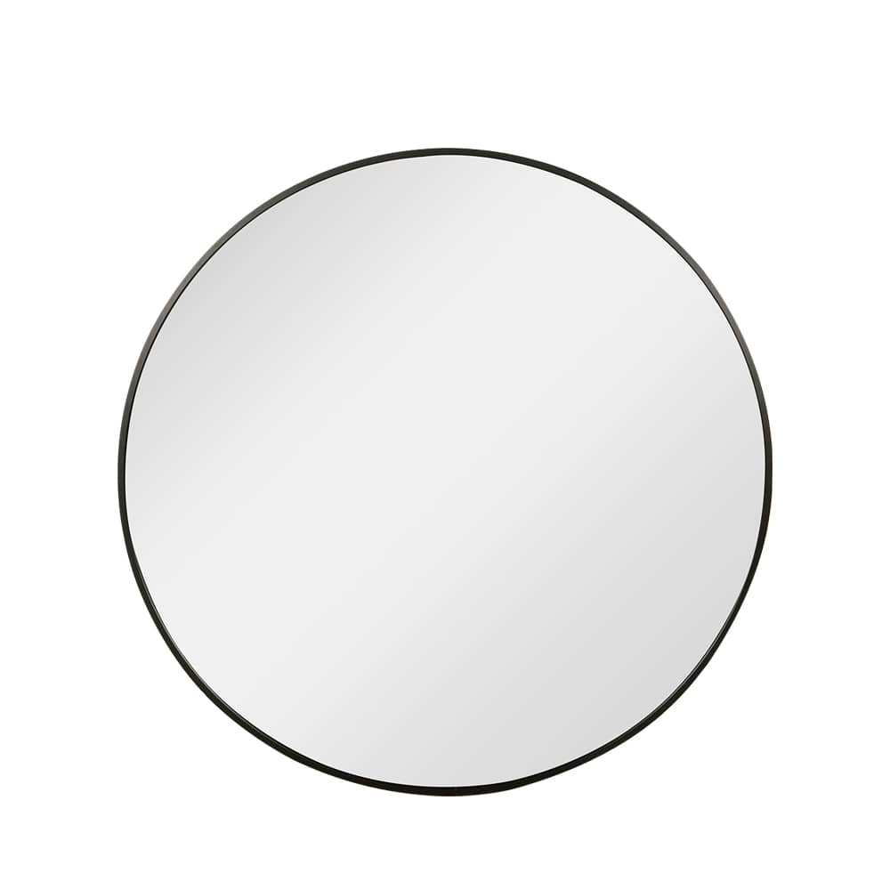Miroir rond avec cadre en aluminium noir  30 po
