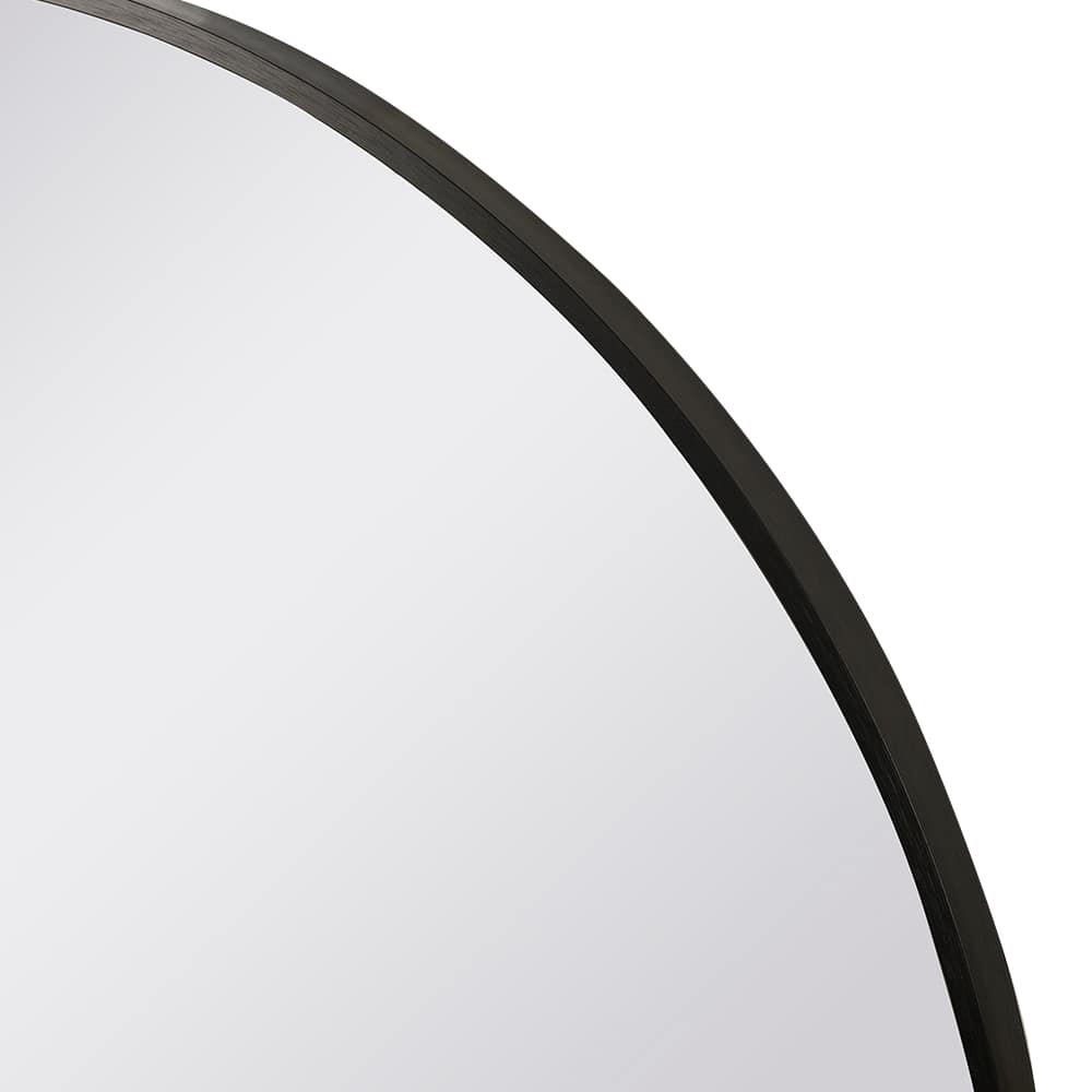 Miroir rond avec cadre en aluminium noir  30&nbsp;po