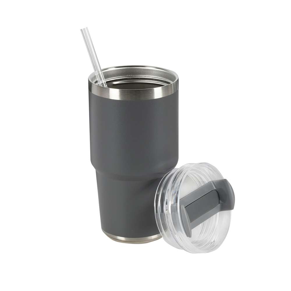 Verre isotherme avec paille gris 591 ml