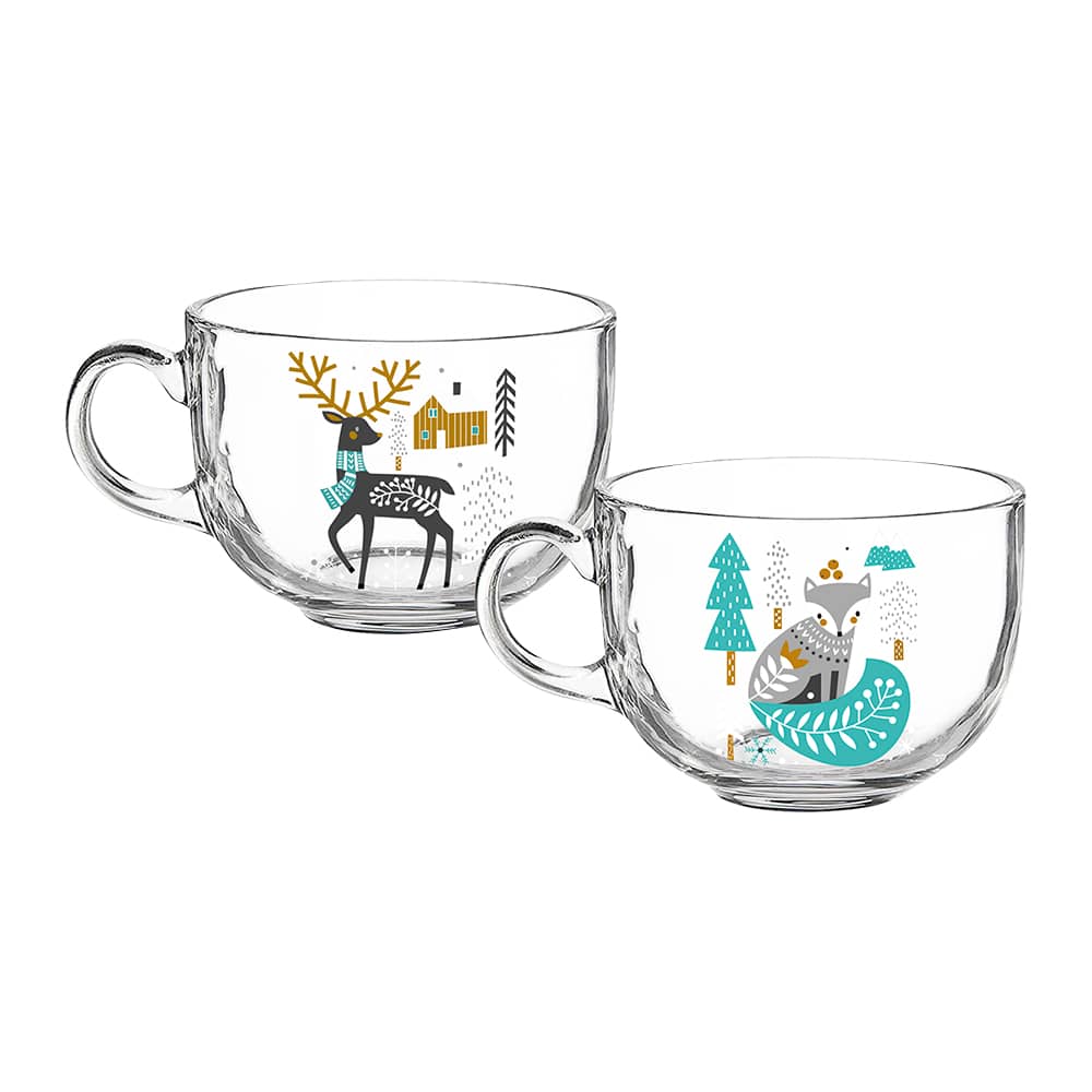 Ensemble de 2 tasses en verre forêt hivernale VERTUO