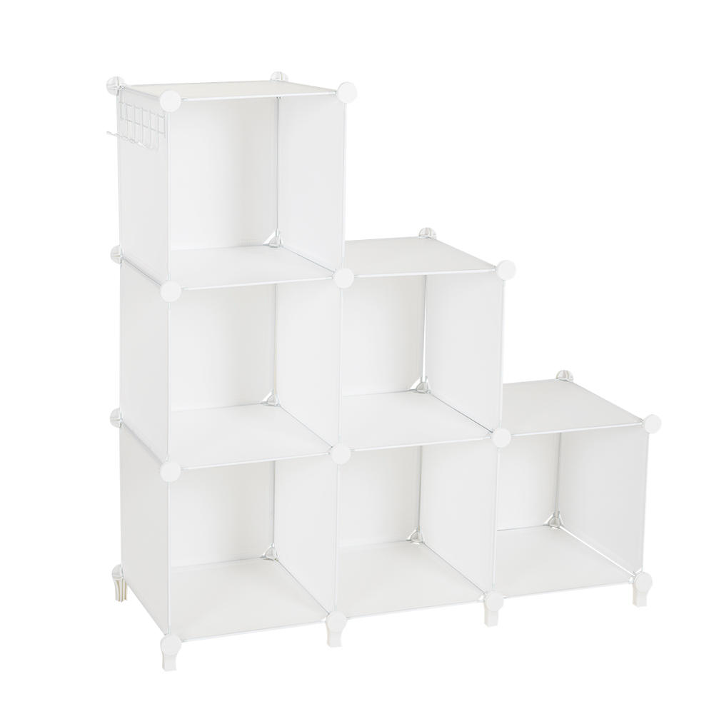 Étagère blanche modulable à 6 cubes PRATICO