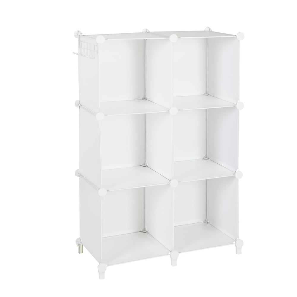 Étagère blanche modulable à 6 cubes PRATICO