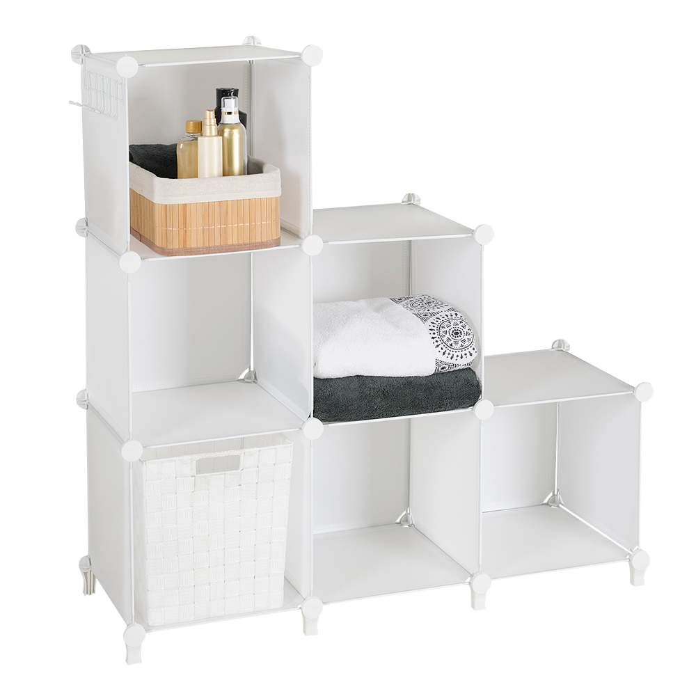 Étagère blanche modulable à 6 cubes PRATICO