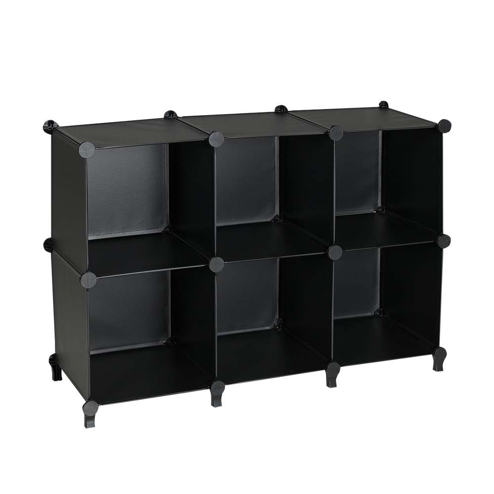 Étagère noire modulable à 6 cubes PRATICO