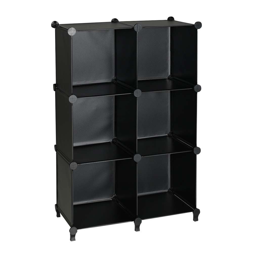 Étagère noire modulable à 6 cubes PRATICO