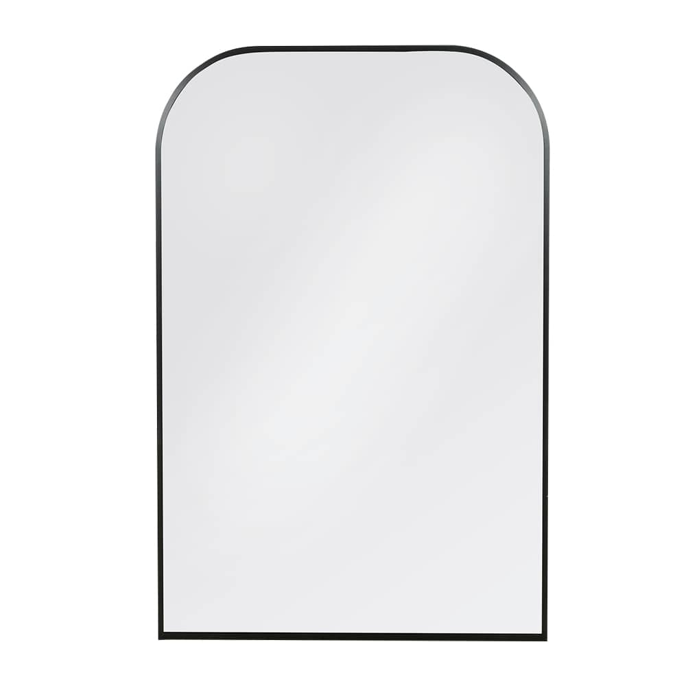 Miroir moderne en arche avec cadre en aluminium noir 24 po x 36 po